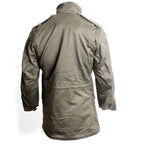 Rear view of the Austrian Bundesheer Feldjacke I, showcasing the durable polycotton blend in olive-brown.