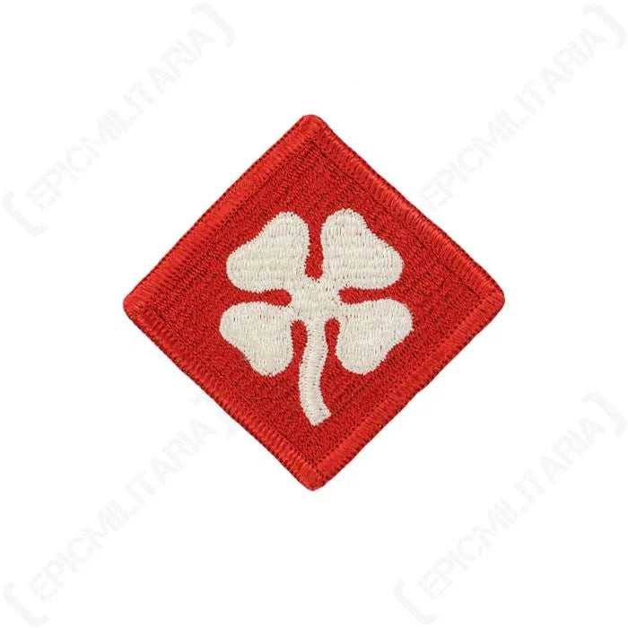 Original US 4th Army embroidered shoulder patch with white cloverleaf on red diamond