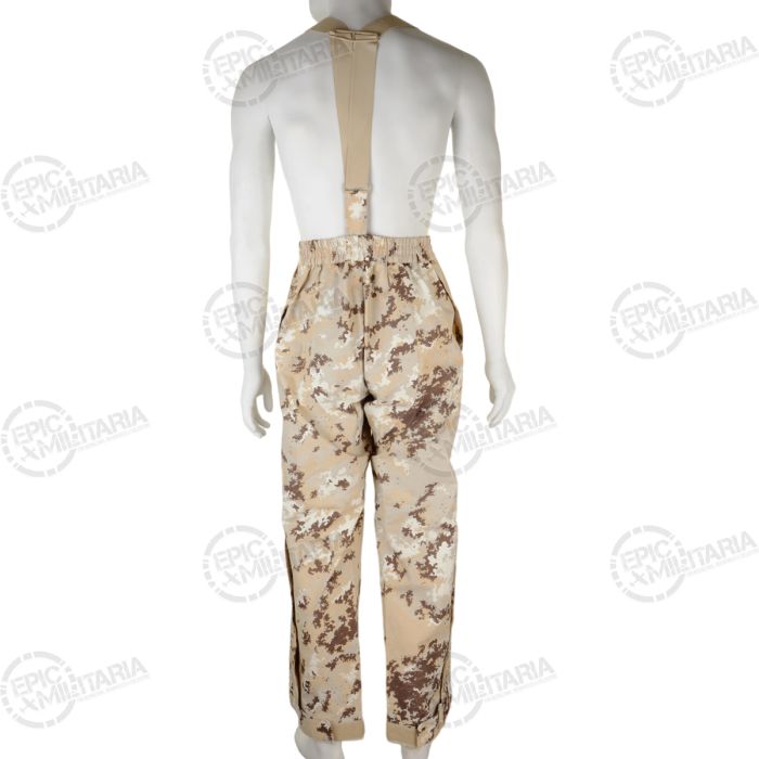 Rear view of Italian Army desert camo overtrousers displaying elasticated waistband and trousers silhouette