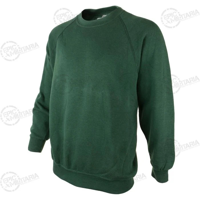Three-quarter front view of dark green French military academy jumper