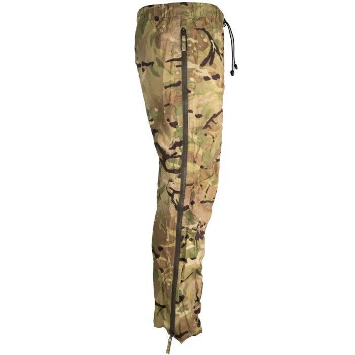 Side view showing full length side zip on British Army MTP overtrousers
