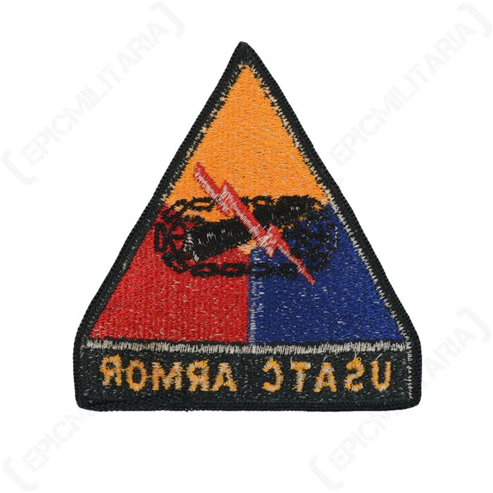 Reverse side of US Army USATC Armor sew-on patch showing cloth backing