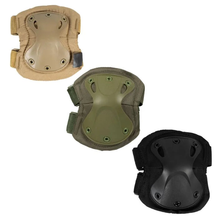 Rothco Low Profile Tactical Elbow Pads set in Coyote Brown, Olive Drab, and Black