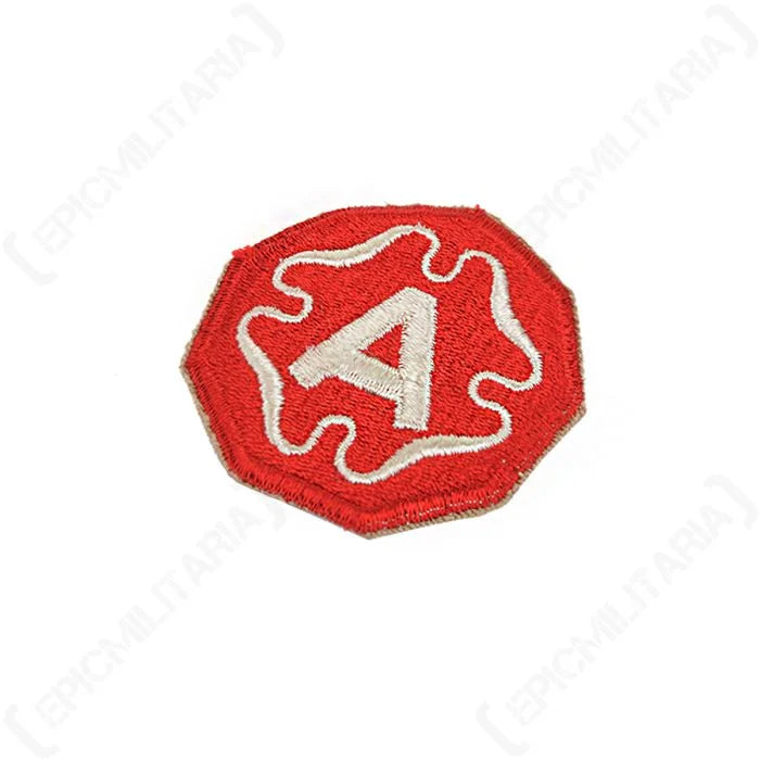 Angled view of red and white US 9th Army shoulder sleeve insignia
