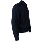 Side profile view of the RAF GP jacket displaying the sleeve cut and deep welted handwarmer pocket.