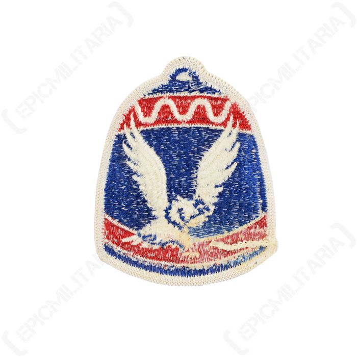 Reverse side showing white thread embroidery backing of KMAG patch