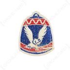 Reverse side showing white thread embroidery backing of KMAG patch