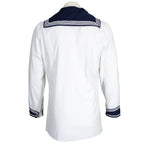 Back view of the German Navy sailor shirt showing the large blue sailor collar flap with three white stripes