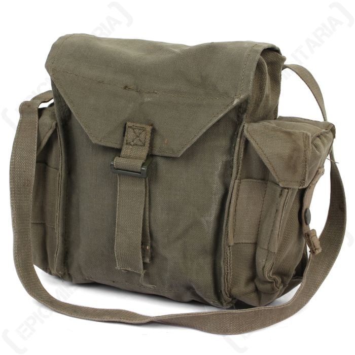 Side view of South African Pattern 70 patrol pack featuring external magazine pouch