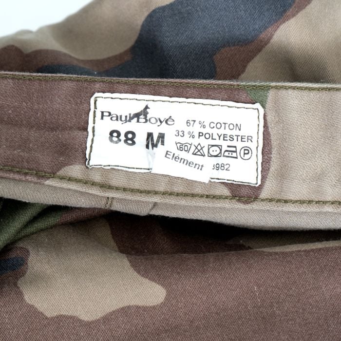 Original French military Paul Boyé manufacturer label inside waistband showing 88 M size