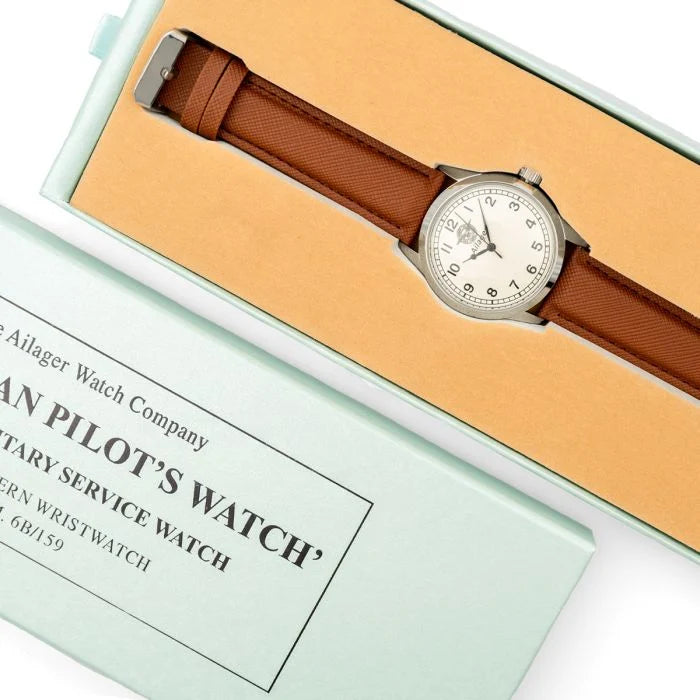 British RAF pilot watch inside presentation box with yellow felt lining