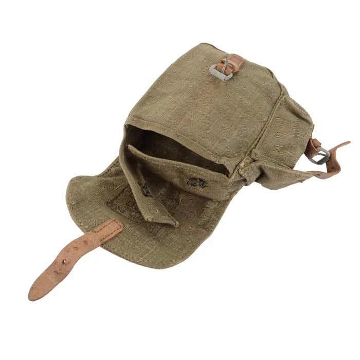 Top view of open Soviet PPSh-41 drum magazine pouch displaying internal compartment