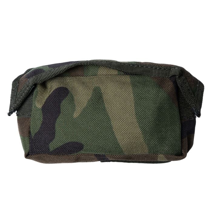 Front view of the Original Dutch Army DPM Molle Zipped Chest Pouch showing horizontal woodland camouflage pattern