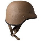 Side profile of South African M87 helmet showing rubber rim and chin strap