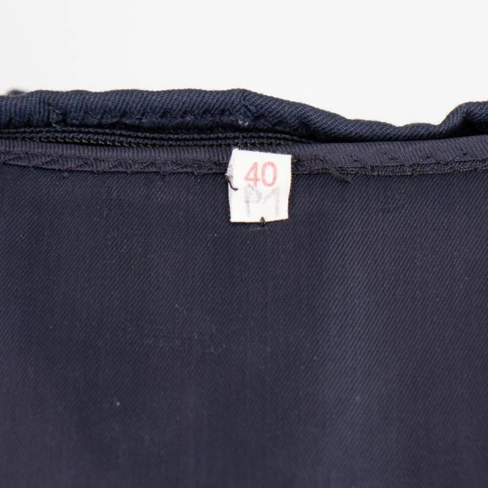Close-up of military size 40 label tag inside coat