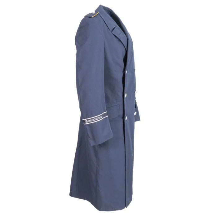Side profile view of Luftwaffe blue coat showing sleeve cuff title and flap pocket