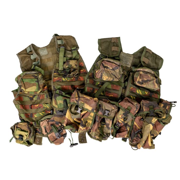 Dutch DPM military surplus modular pouch set showing attachment buckles and straps