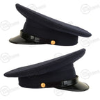 Pair of original Italian Air Force dark blue visor caps showing crown and brim profile