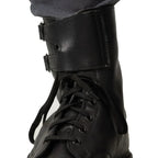 Detailed close-up of the double buckle collar and laces on an Austrian Army M75 Feldschuh boot.