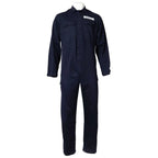 Front view of British Navy General Service Blue Coveralls with name tag and secure hook-and-loop fastening