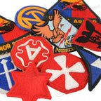 Close up view of original post WW2 US Army embroidered unit patches including Armor School