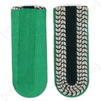 Reverse side view showing the light green cotton fabric and mounting loop of the unissued East German border police shoulder boards next to the braided front.