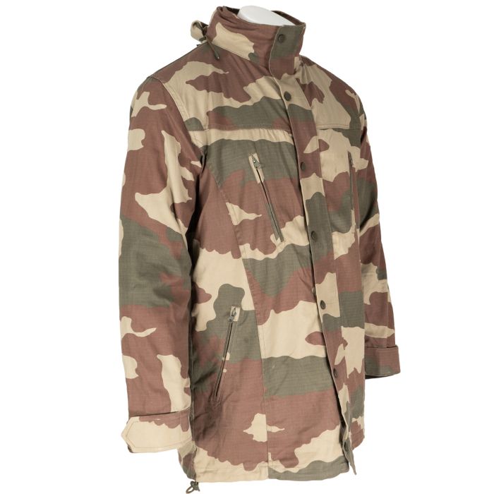Three-quarter view of Turkish Army Ripstop Parka showing the tactical cut and pattern