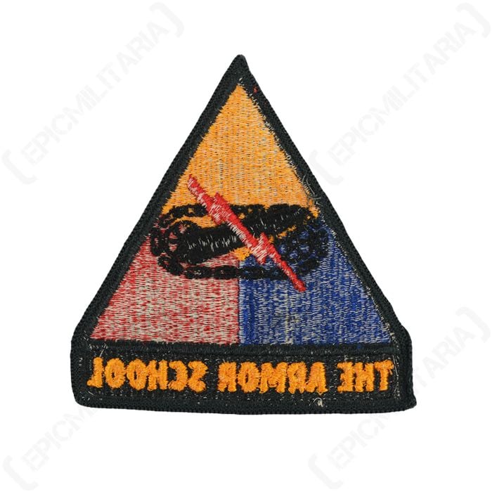 Reverse side showing thread backing of original US Army Armor School patch