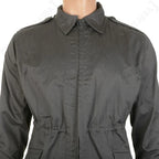 Close-up of Danish Army M71 Parka waist drawcord and concealed zipper flap