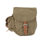 Original Russian Army PPSh-41 canvas ammo pouch front view with leather buckle strap and side pocket
