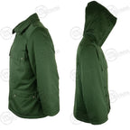 Side profile of German Police Parka with collar and hood options