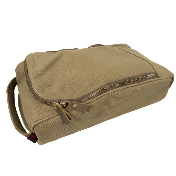 Olive Drab Rothco Canvas Shoe Bag side view with carry handle