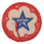 Reverse view showing cut-edge backing and stitching on WWII US Army Service Forces patch