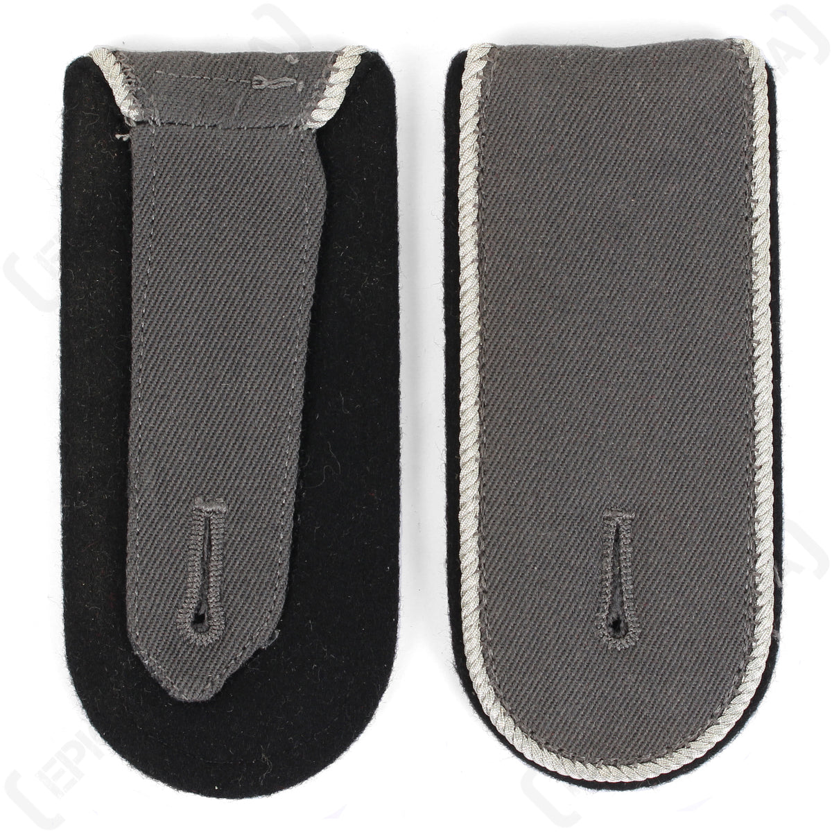 Black branch color German Bundeswehr officer shoulder boards, displaying the quality wool finish and functional design for tunic mounting.