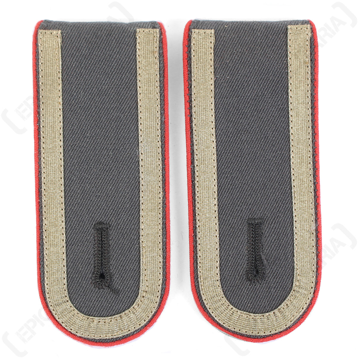German Bundeswehr shoulder boards with bright red piping and woven tresse, representing Unteroffizier rank.