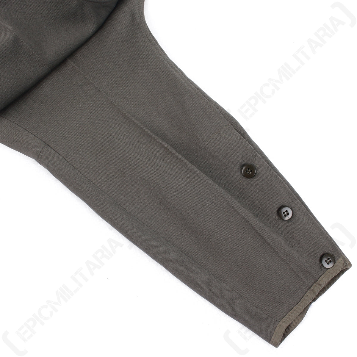 Close-up of the lower leg of German Officer jodhpurs, showcasing the functional ankle button fastenings and durable wool-mix fabric.