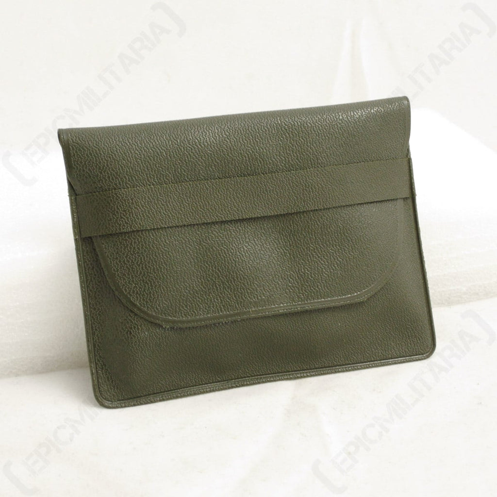 Closed olive green protective case for WW2 German Panzer goggles, featuring a rigid construction and secure strap closure.
