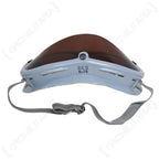 Top view of Original Bundeswehr goggles showing ventilation slots and the S&G 8/79 manufacturing stamp on the grey plastic frame.