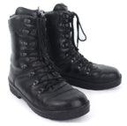 Pair of genuine German Army KS2005 BW combat boots in black leather with durable tactical lacing system.