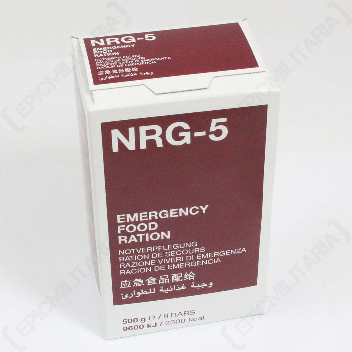 NRG-5 emergency food ration packaging on a white background