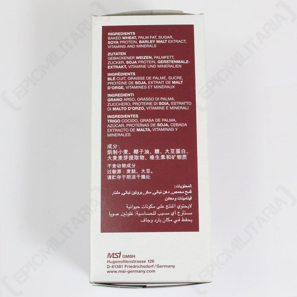 Back of a product packaging with ingredient list on a white background