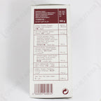 Nutritional label on a product packaging with text and numbers.