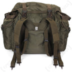 Rear view of the Austrian military backpack highlighting the adjustable shoulder straps and authentic Heereseigentum markings.