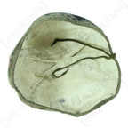 Internal view of the genuine German Army helmet cover showing the off-white snowy side, adjustable drawstrings, and reinforced stitching for the foliage loops.