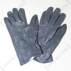 Two German Army leather gloves placed side by side, showcasing their robust, hard-wearing design and authentic surplus condition.