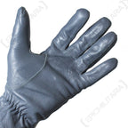 Close-up of the palm side of a German Army leather glove, highlighting the durable stitching and flexible leather construction.