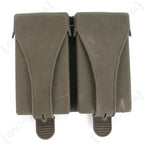 Original German G3 ammo pouch in olive drab, showing dual magazine compartments with secure clasp closures.
