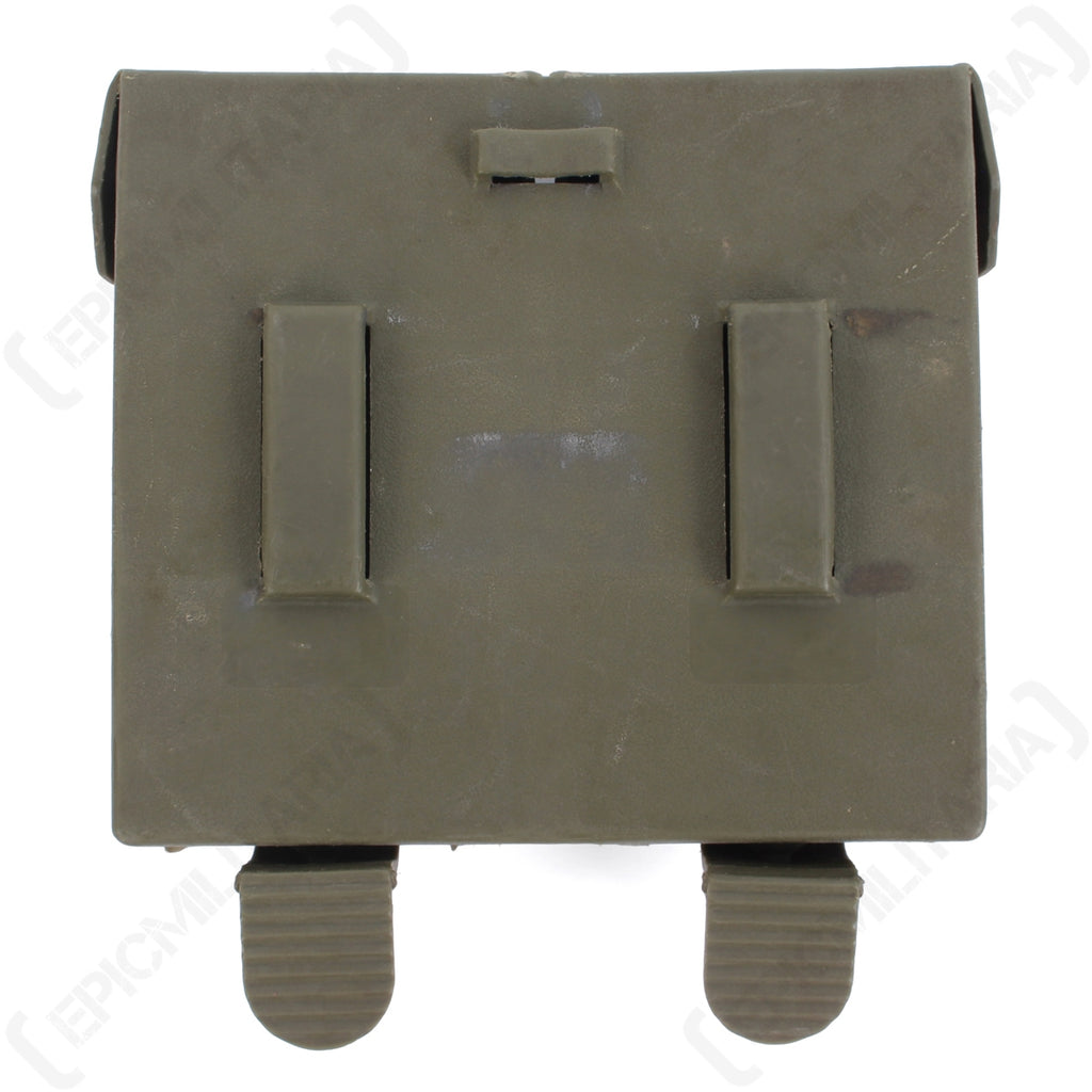 Rear view of the German G3 double magazine pouch, featuring integrated belt attachment loops for tactical gear configuration.