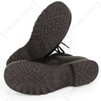 Bottom view of both German Navy deck boots, clearly displaying the heavy-duty, deep-tread rubber pattern for superior grip.