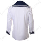 Rear view of the German Navy sailor shirt, highlighting the signature large navy blue sailor collar with white striped detailing.